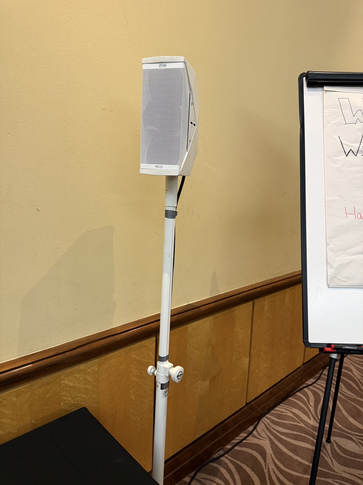 White Nexo speaker supplied on a stand for an equipment-only meeting at Copthorne Merry Hill