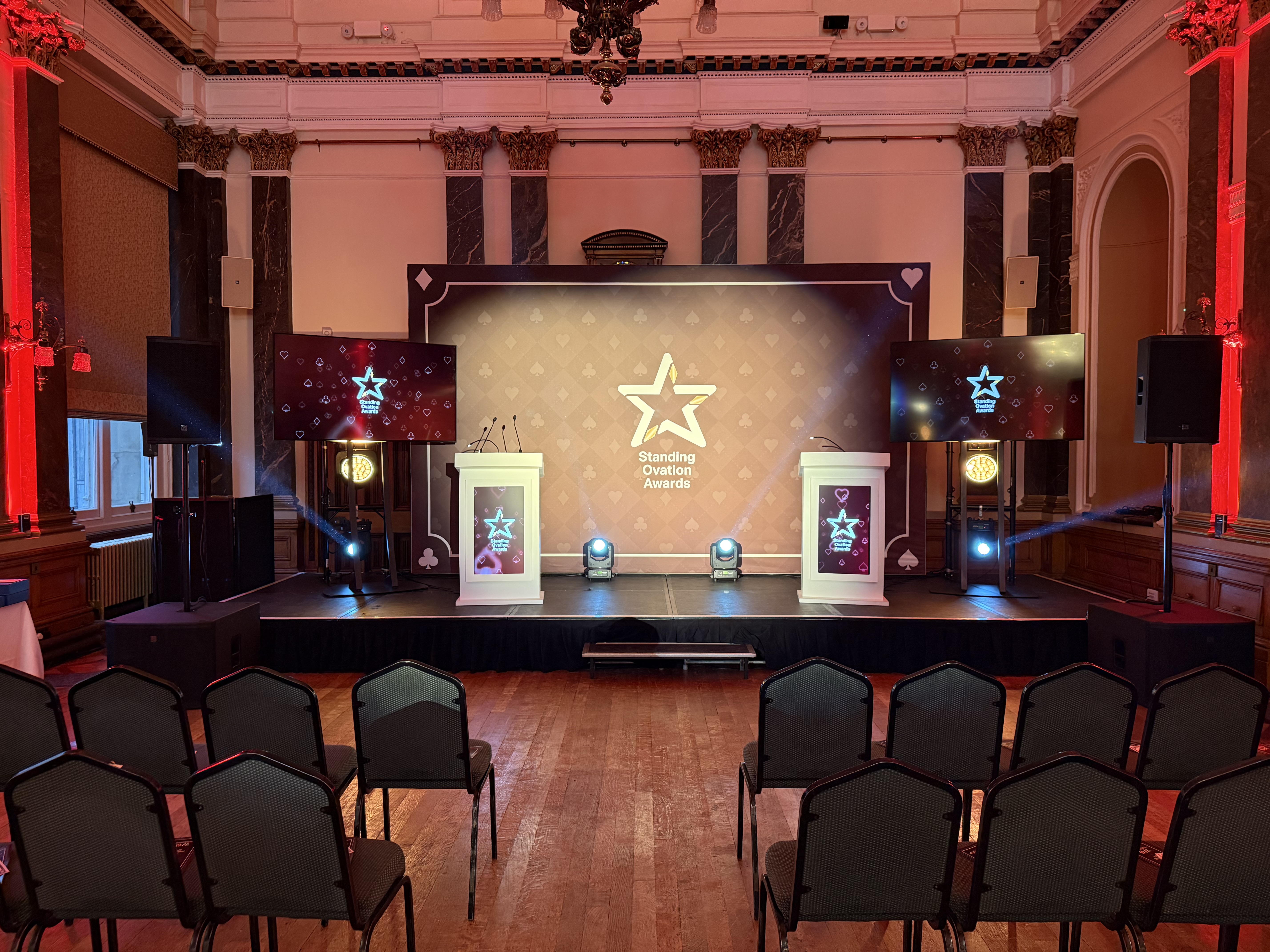 Stage wash lighting supplied by Paul James Events for the Standing Ovation Awards
