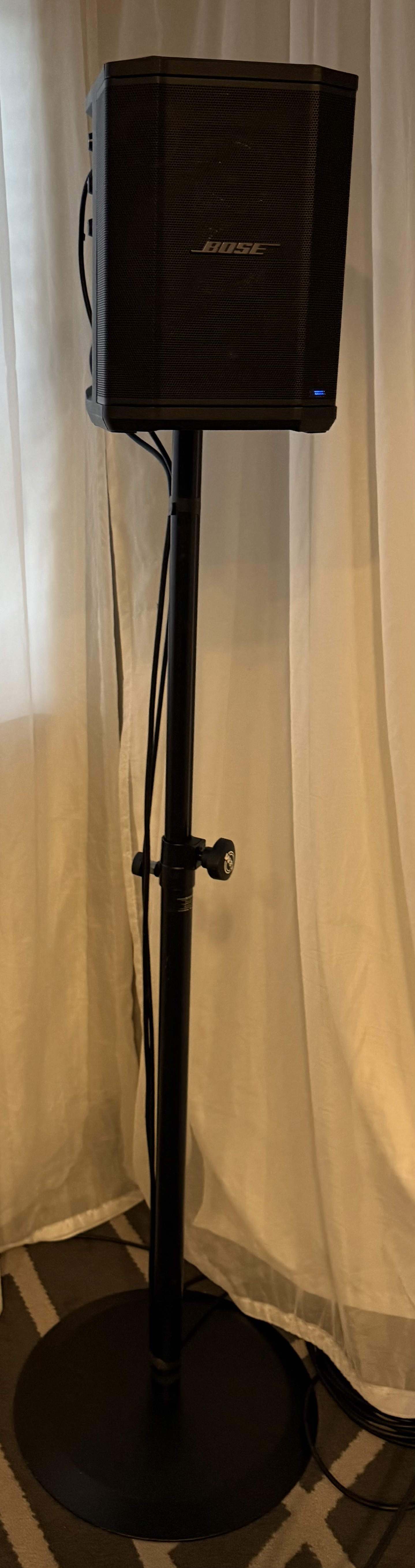 Bose speaker supplied on a stand for a small sound setup at Village Hotel Walsall